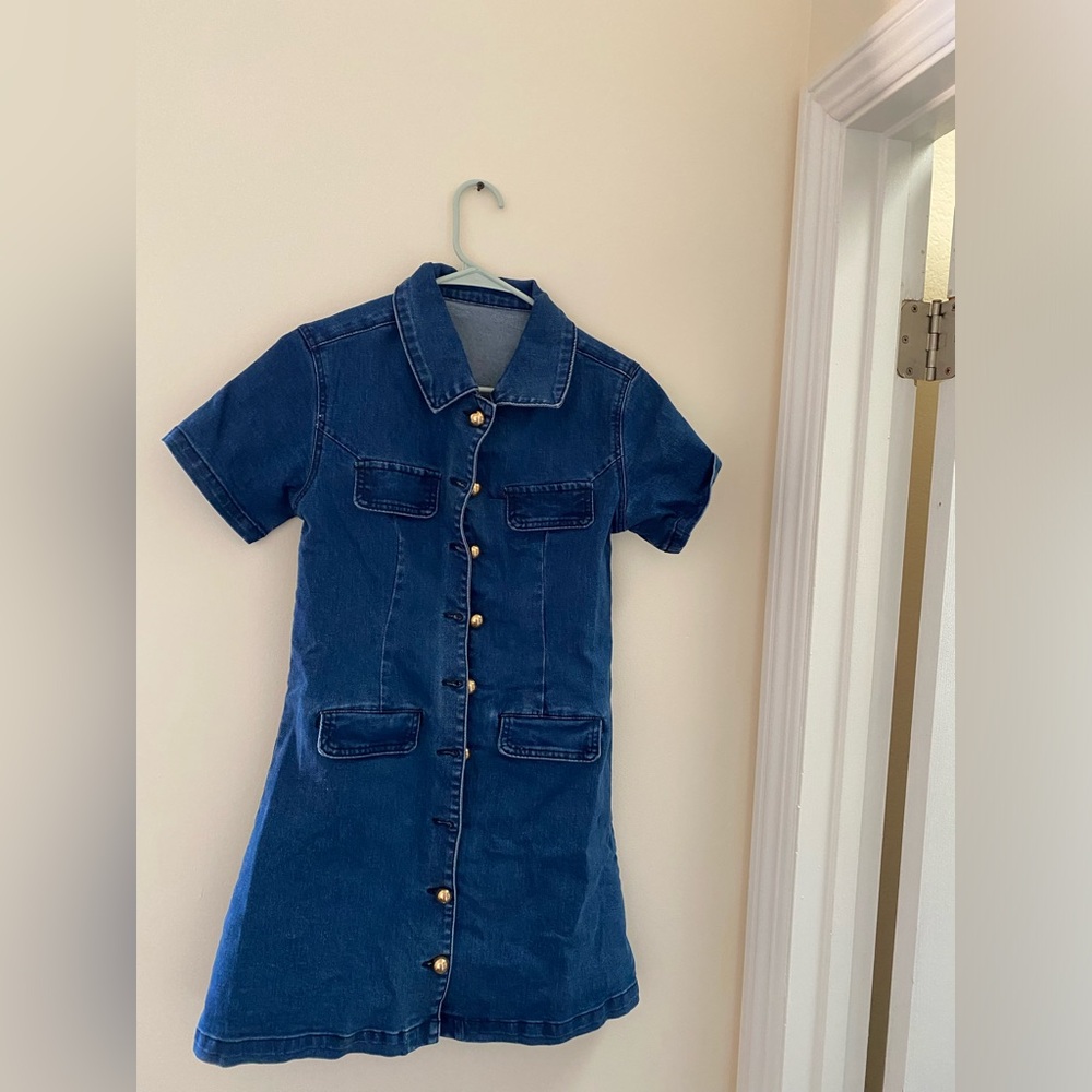 Commense cute gold button denim dress New without tag - Picture 4 of 6